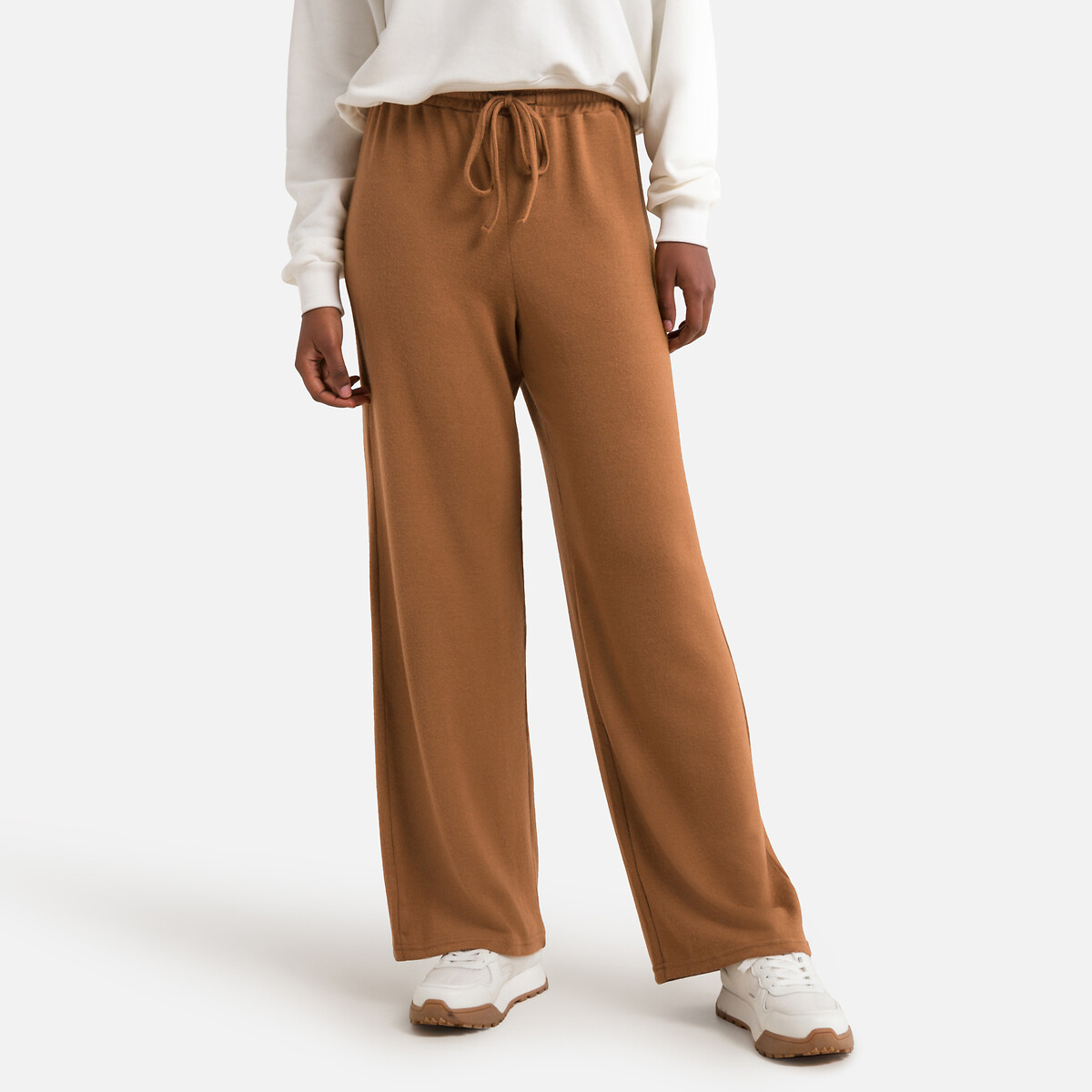 Wide leg trousers with tie-waist, cinnamon, Noisy May | La Redoute