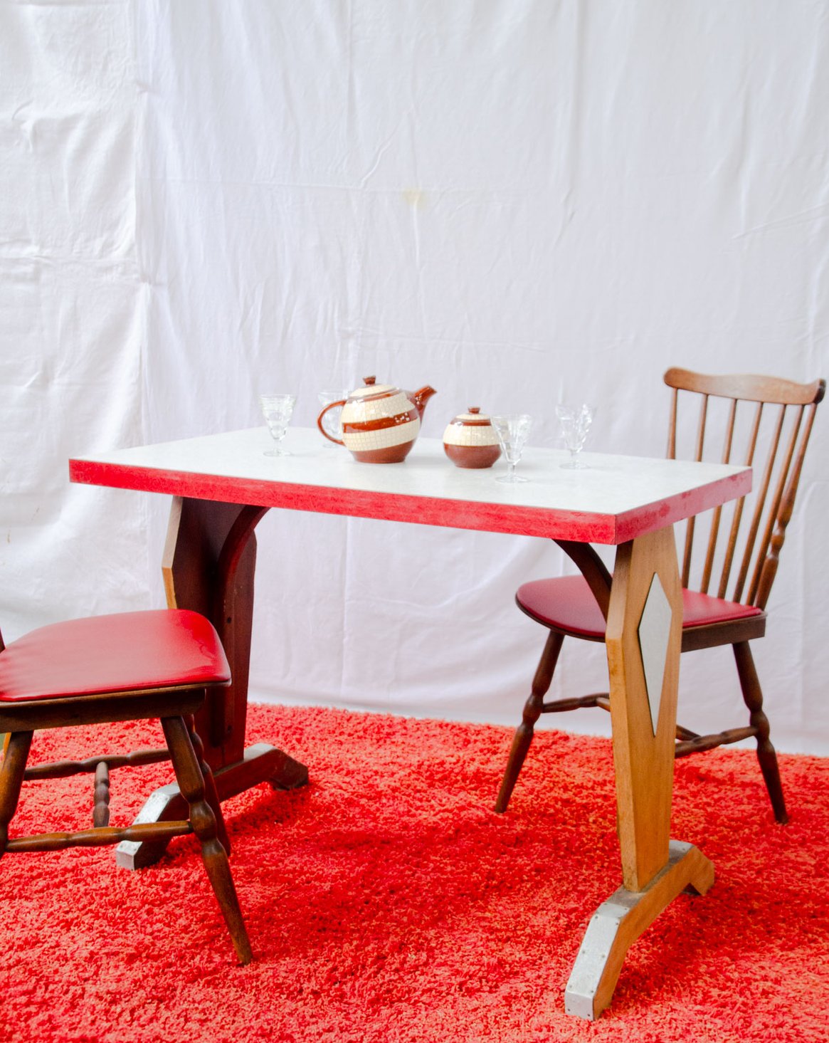 Table à manger bistro en formica et bois Denise N°1369 - Bon état, DEBONGOUT