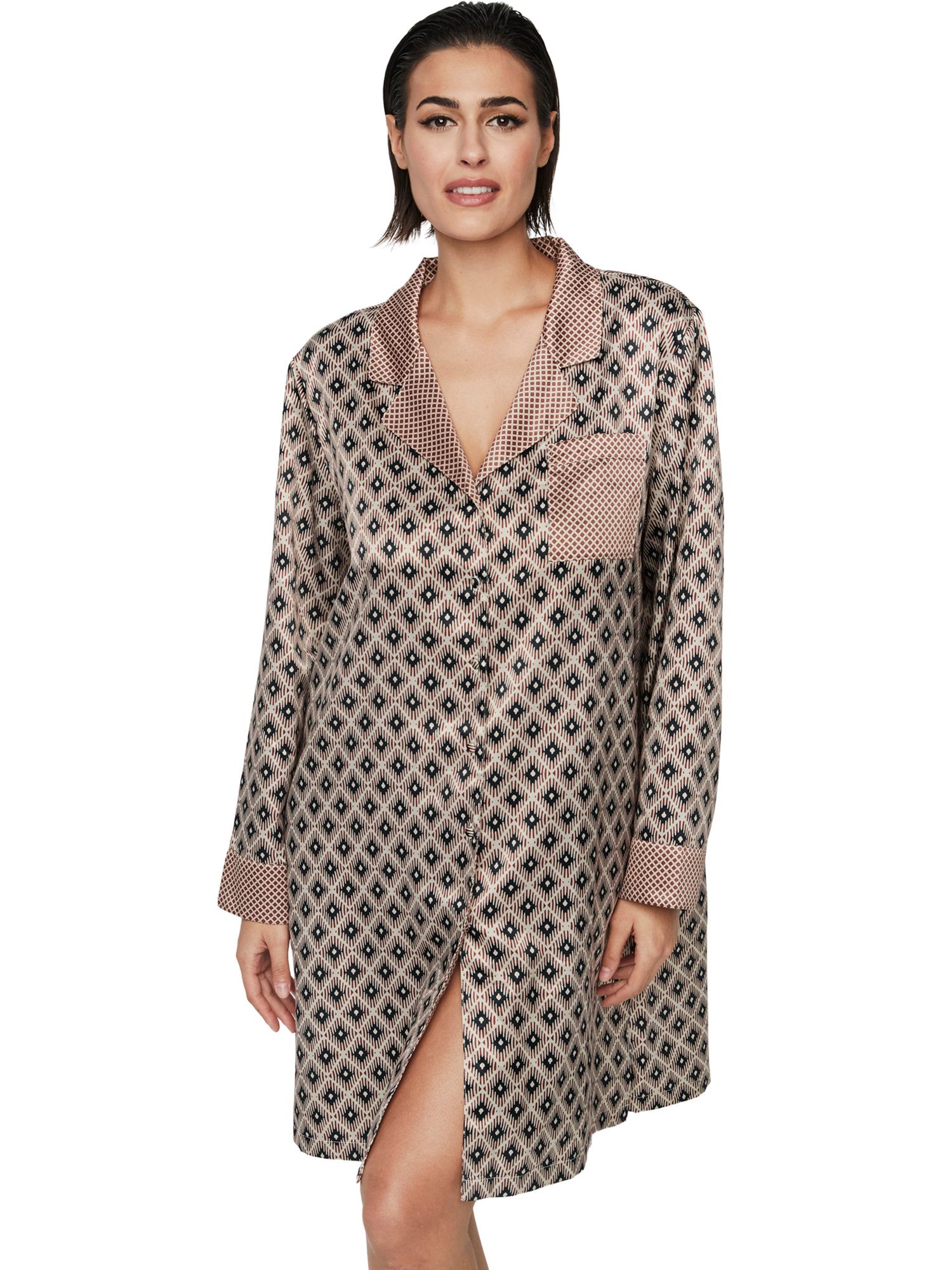 Chemise de nuit manches longues P116 SATIN SUBLIME, SELMARK