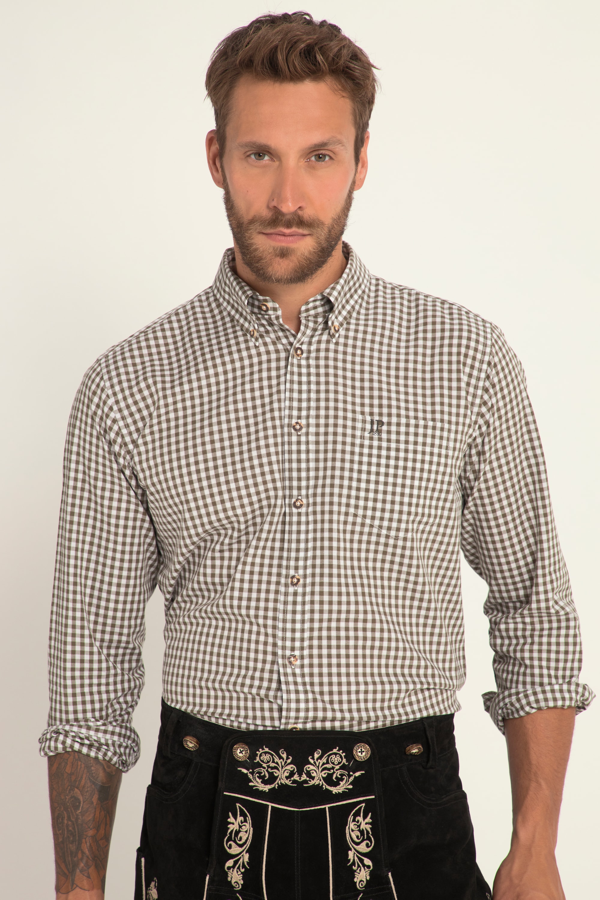 Chemise à Carreaux JP 1880 Coupe Modern Fit - Manches Longues, Col Boutonné - Style Bavarois Jusqu'au 8XL - 3