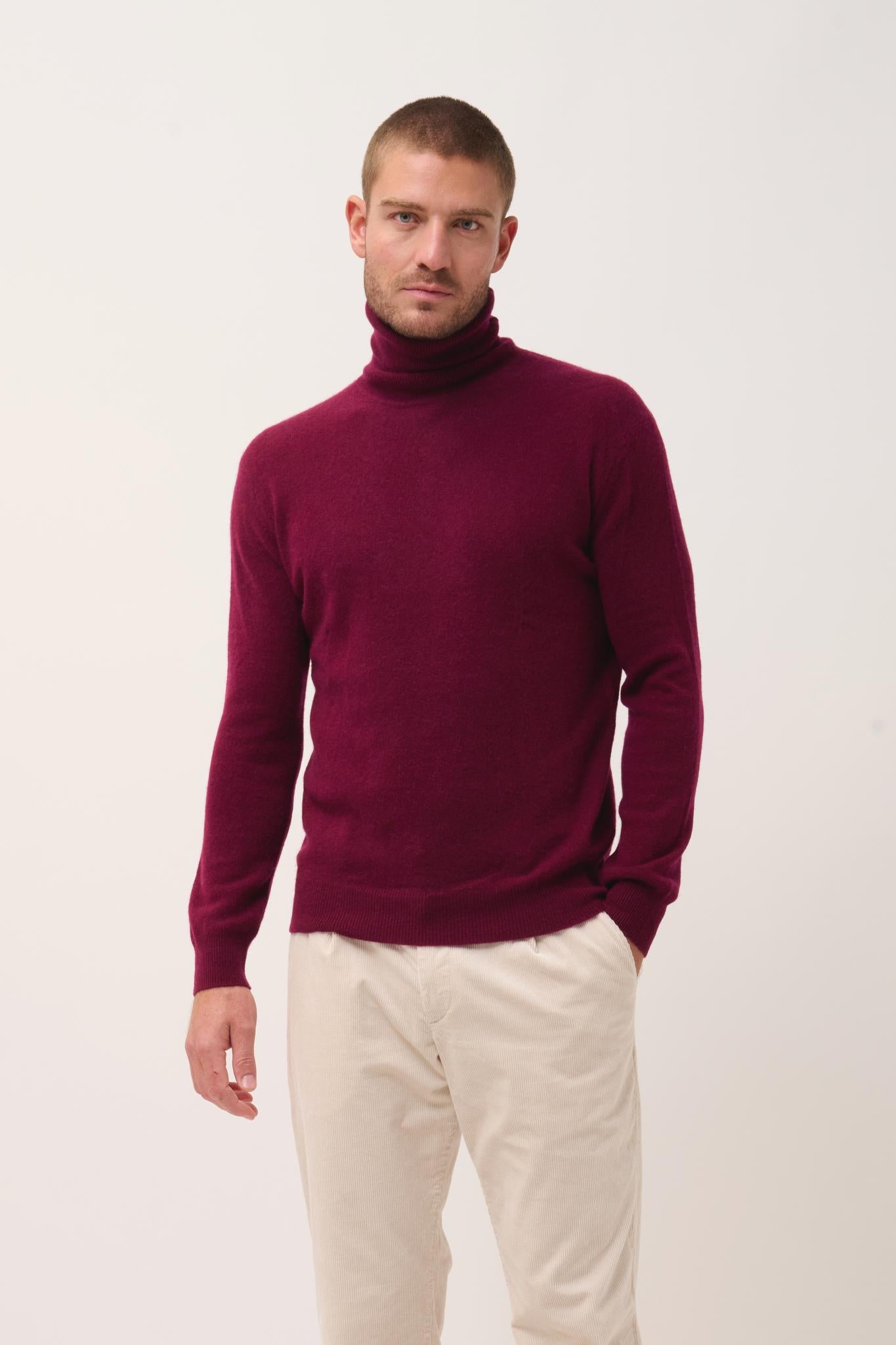 Pull Col Roulé Bordeaux Connor, JUST CASHMERE
