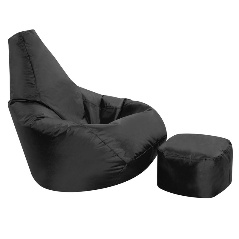 pouf a dossier haut et repose-pieds assorti