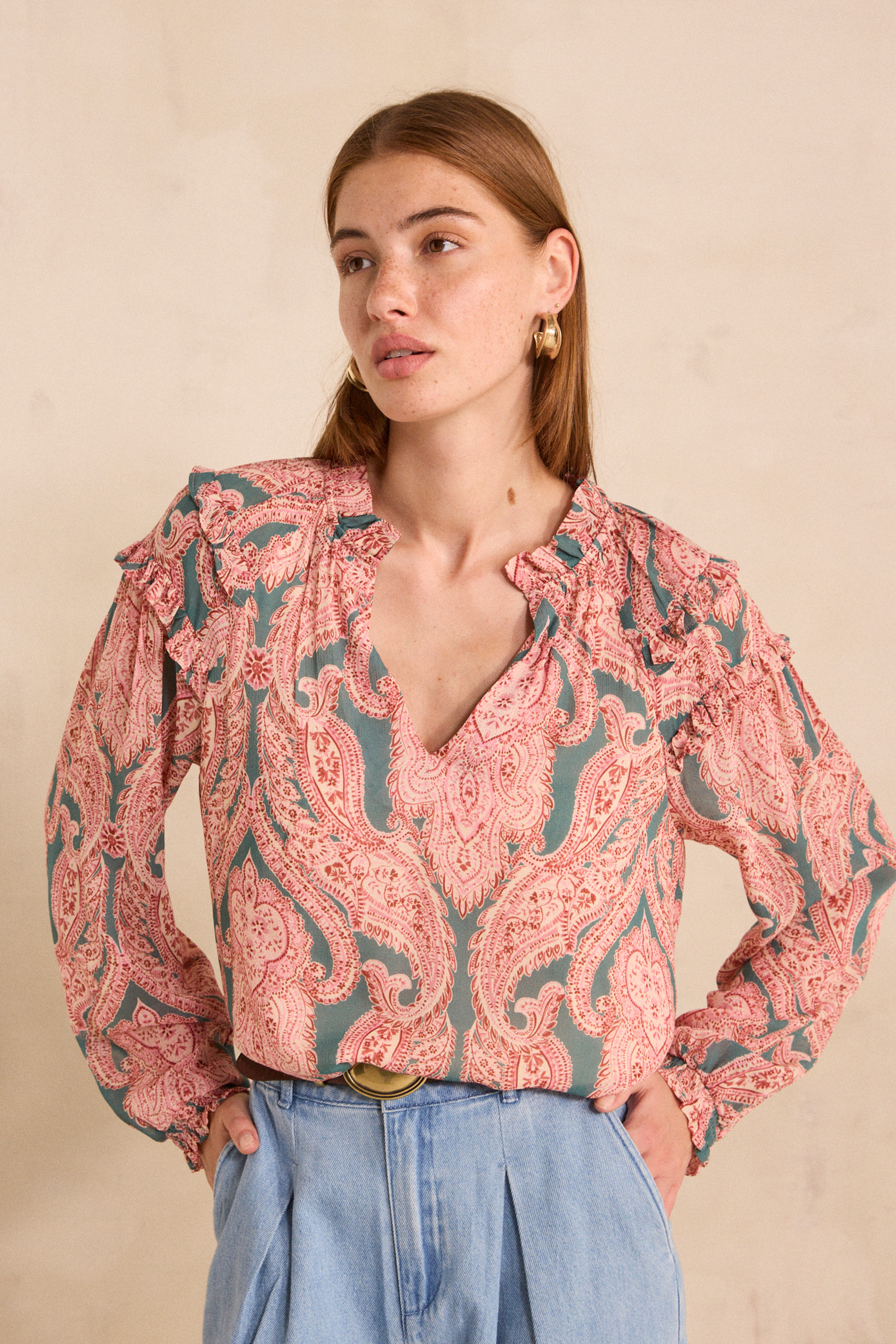 Blouse imprimée à manches longues MALOE, Maison 123