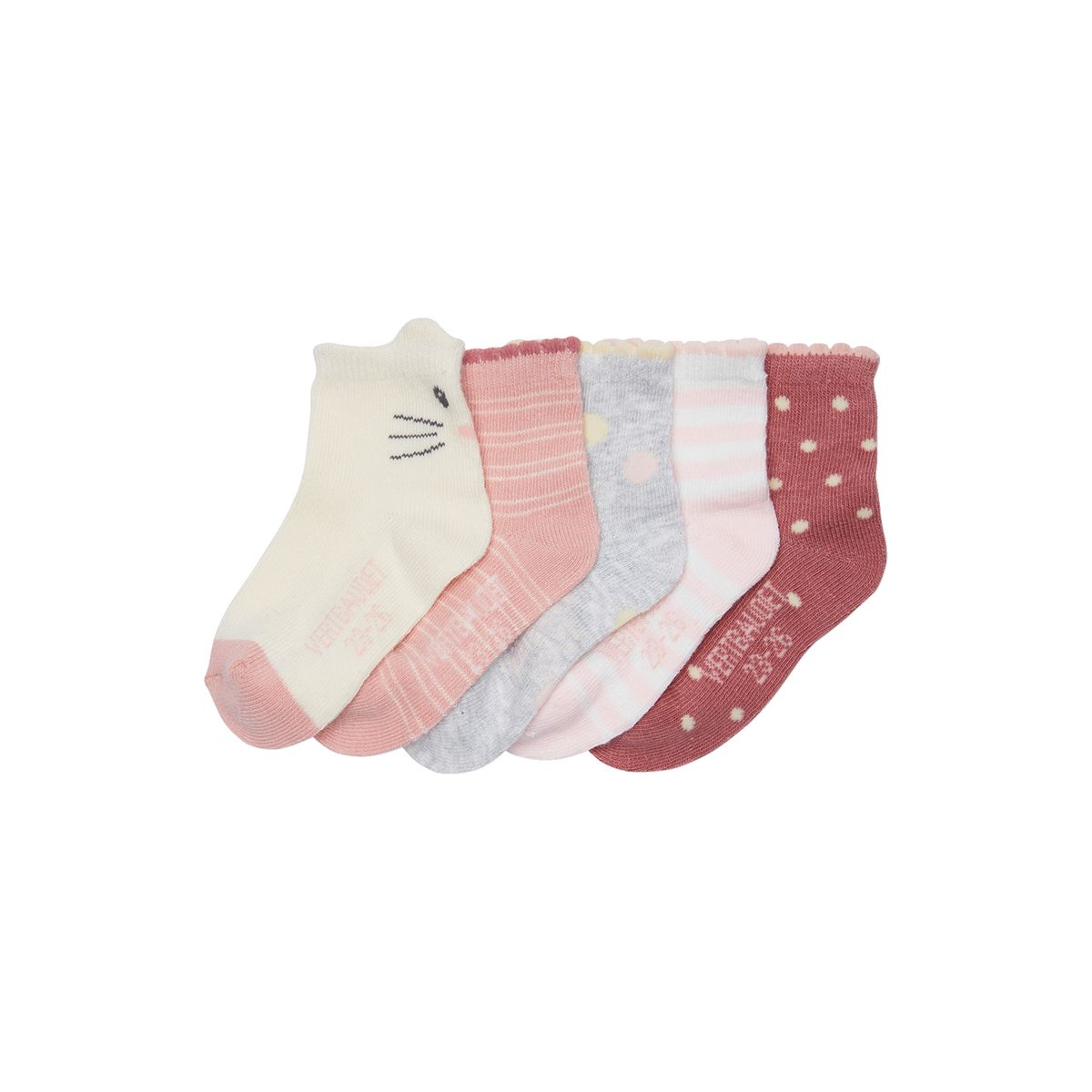 Lot De 5 Paires De Chaussettes Fleurettes VERTBAUDET Pour Fille - Maille Côtelée Douce, Finition Volantée - Taille Unique Enfant - 14
